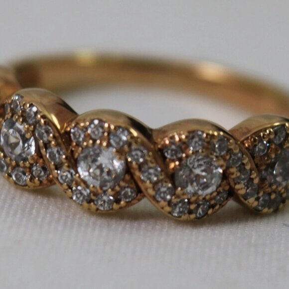 Sterling Silver Rose Gold Plated & Cubic Zirconia Fashion Ring - Size 8 - Picture 3 of 10